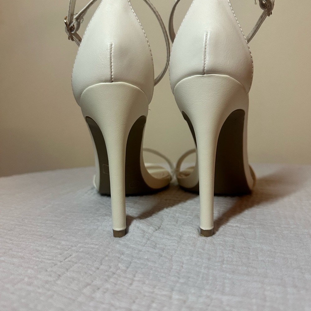 Lulu's Elegant White Ankle Strap Stiletto - Picture 6 of 8